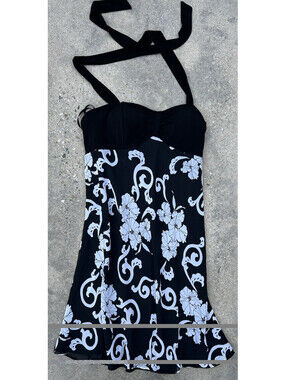 White House Black Market Optional Convertible Strapless Dress Size 8 Black White